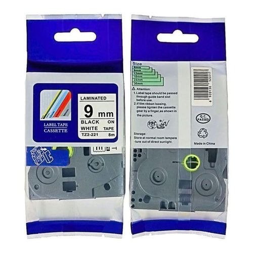 Brother TZ2-221 9mm Black on White Compatible Label Tape