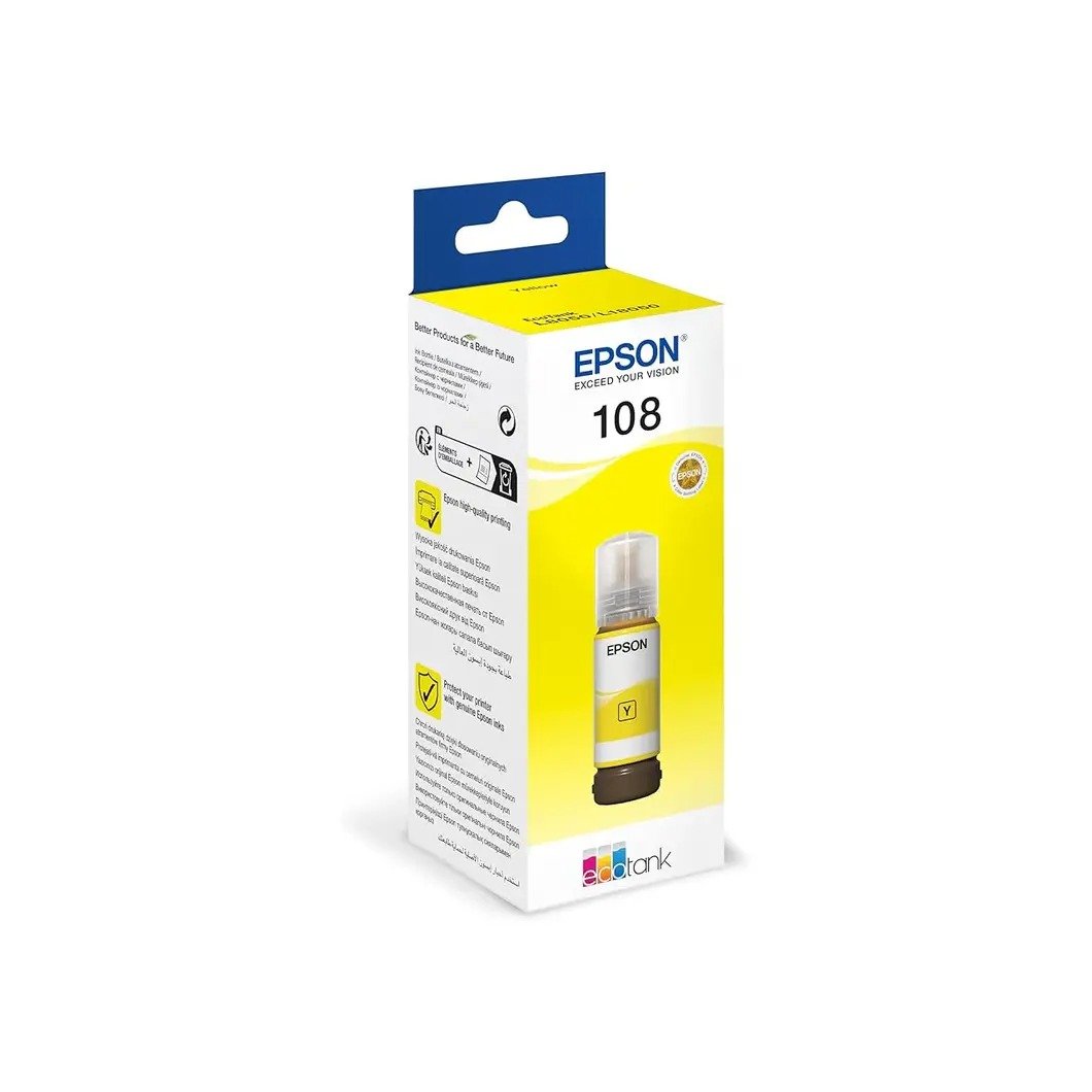 Epson 108 Yellow Ink Cartridge, 70ml – Compatible with L-Series Printers