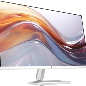 HP 527sa Series 5 27" FHD Monitor – White, Integrated Speakers, Dual HDMI & VGA The HP 527sa Series 5 27-inch FHD Monitor delivers immersive visuals and built-in audio for an all-in-one workspace solution. Featuring a large Full HD display, integrated speakers, and versatile connectivity including dual HDMI 1.4 ports, VGA, and audio in/out jacks, this monitor is ideal for office, home, or educational use. Its sleek white design and high-quality display ensure an enhanced viewing experience, whether for professional tasks, video calls, or multimedia entertainment. Product Features Large Full HD Display 27-inch Full HD (1920 x 1080) screen provides crisp, detailed visuals suitable for work, media, and entertainment. Integrated Audio Built-in speakers and 3.5 mm audio input/output ports deliver clear sound without requiring external speakers, perfect for meetings and multimedia. Flexible Connectivity Supports multiple devices with dual HDMI 1.4 ports, VGA input, and audio jacks, ensuring seamless connections to laptops, desktops, and other media sources. Sleek Modern Design White color with minimalistic styling fits elegantly in any office or home environment, enhancing workspace aesthetics. Reliable Performance Engineered for smooth visuals, consistent display quality, and responsive performance for professional and personal use. Product Specifications • Screen Size: 27 inches • Resolution: Full HD (1920 x 1080) • Color: White • Audio: Integrated speakers • Connectivity: o 1 VGA port o 2 HDMI 1.4 ports o 1 3.5 mm audio out jack o 1 3.5 mm audio in jack • Series: HP 527sa Series 5 • Model Number: 94F48AS • Display Type: LED-backlit LCD • Aspect Ratio: 16:9