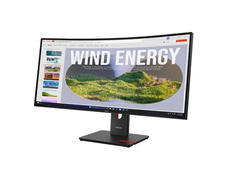 Product Specifications Model: Lenovo ThinkVision T34WD-40 Part Number: 64AEGAT1UK Screen Size: 34 inches Panel Type: VA (Vertical Alignment) Screen Curvature: 1500R Resolution: 3440 x 1440 QHD Aspect Ratio: 21:9 Refresh Rate: 60 Hz Brightness: 300 nits (typical) Contrast Ratio: 3000:1 (typical) Response Time: 4 ms (extreme mode), 6 ms (typical) Viewing Angle: 178° horizontal / 178° vertical Color Support: 16.7 million colors Connectivity: 1 x USB-C (USB 5Gbps, upstream) 3 x USB-A (USB 5Gbps, downstream) 1 x USB-C (USB 5Gbps, downstream with up to 15W power delivery) 1 x USB-C (5Gbps, DisplayPort 1.4 Alt Mode HBR2) 1 x HDMI 2.1 TMDS 1 x DisplayPort 1.4 (HBR2) 1 x RJ45 Ethernet (10/100/1000 Mbps) Stand Adjustments: Height, tilt, swivel VESA Mount Compatibility: 100 x 100 mm Color: Eclipse Black Integrated USB Hub: Yes Built-in Ethernet: Yes Power Supply: Internal Typical Power Consumption: Energy-efficient design compliant with business standards Usage: Business productivity, financial analysis, content creation, multitasking, home office