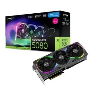 PNY GeForce RTX 5080 ARGB EPIC-X RGB OC Triple Fan 16GB GDDR7 Graphics Card – VCG508016TFXXPB1-O