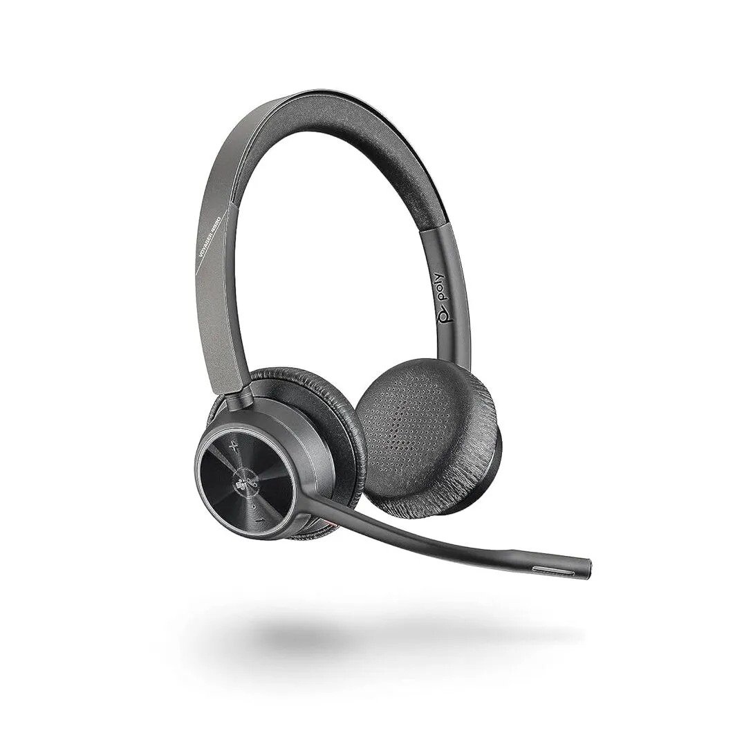 Poly Voyager 4320-UC Wireless Bluetooth Stereo Headset with Noise-Canceling Microphones, Microsoft Teams Certified, USB-A BT700 Adapter - 76U49AA