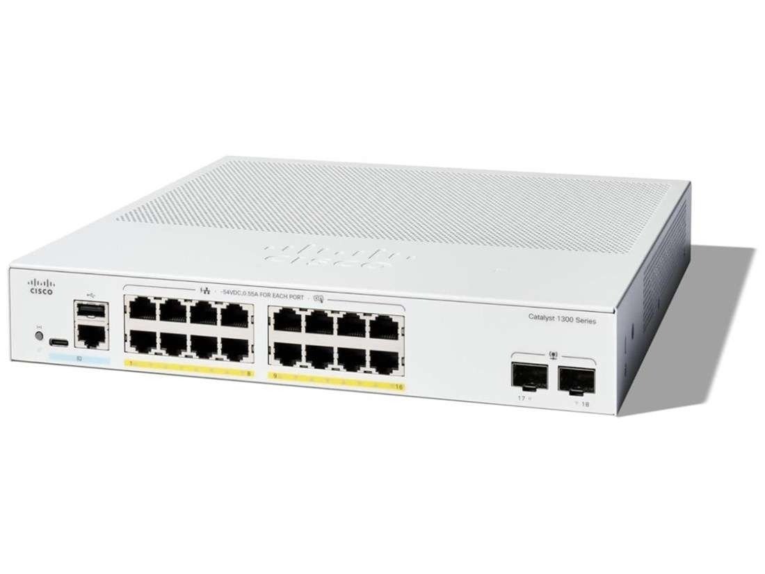 Cisco Catalyst C1300-16P-2G 16-Port Gigabit PoE Switch with 2x1G SFP