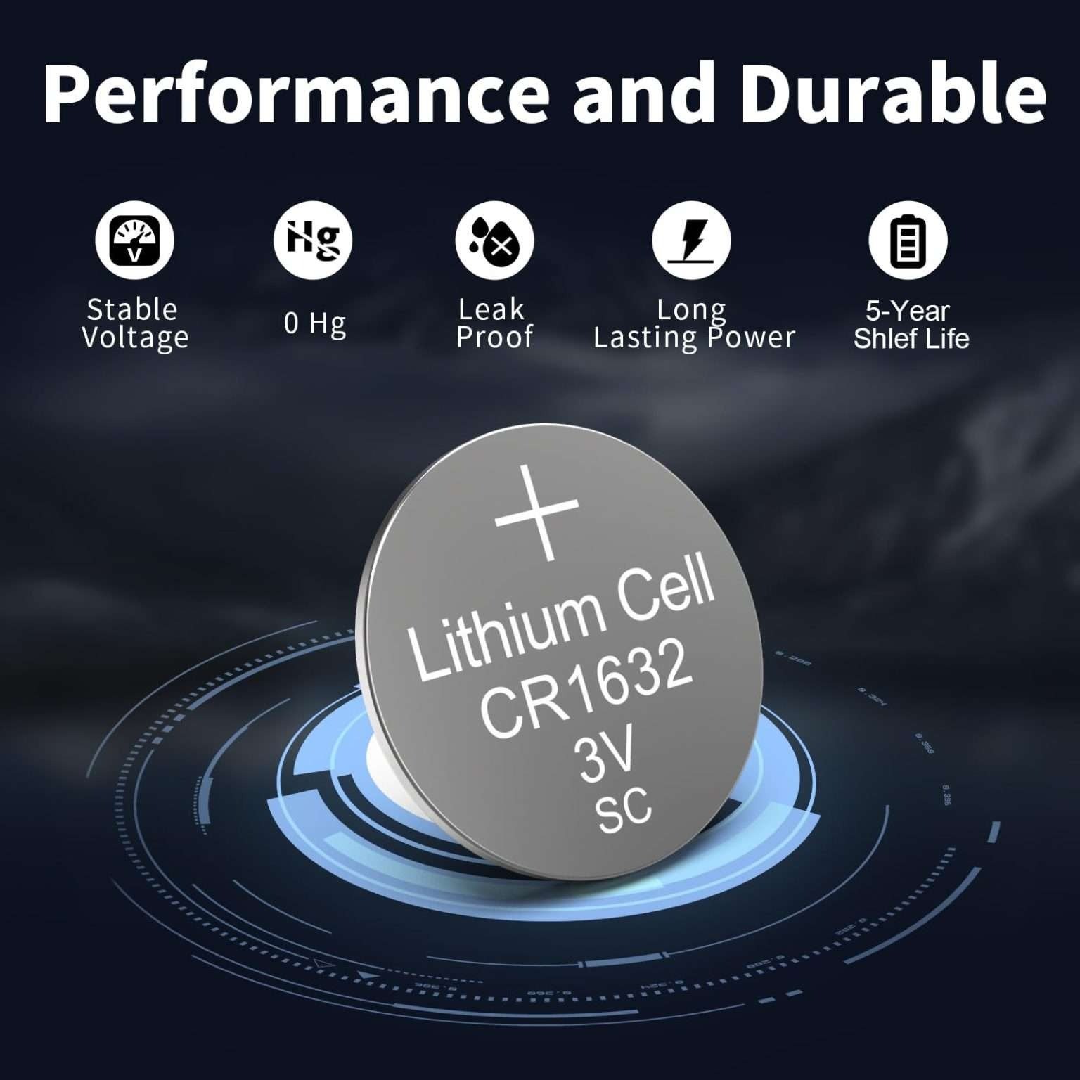 PKCELL CR1632 3V Lithium Coin Cell Battery for Keyless Entry Remotes and Electronic Devices
