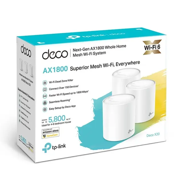 TP-Link Deco X20 AX1800 Whole Home Mesh Wi-Fi 6 System (3 Pack) - TL-DECO X20