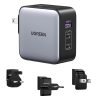 UGREEN 65W 3-Port GaN Fast Charger with Interchangeable UK US EU Plugs CD296
