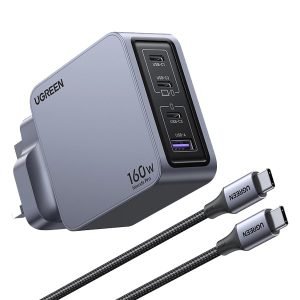 UGREEN Nexode Pro 160W 4-Port GaN Fast Charger UK Grey with 1.5m 240W USB-C Cable X763