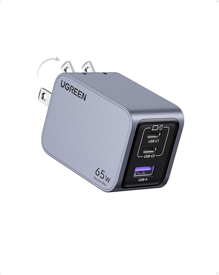 UGREEN Nexode Pro 65W 3-Port GaN Fast Charger UK Grey with 1.5m 100W USB-C Cable X755