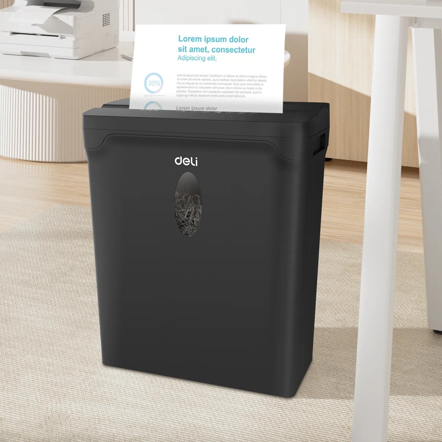 DELI T014 Cross-Cut Paper Shredder – 5 Sheets, P-4 Security