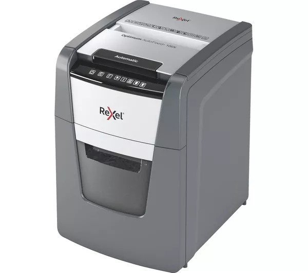 Rexel Optimum AutoFeed+ 100X Cross-Cut Paper Shredder – 100-Sheet Auto Feed